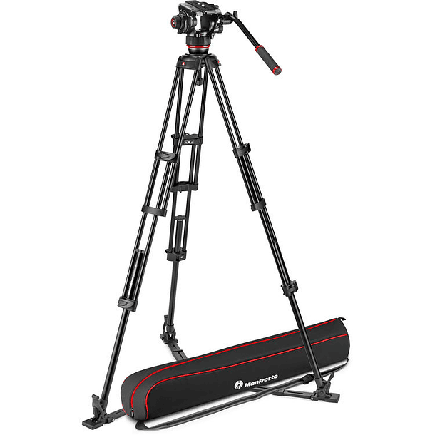 Kit Video Manfrotto Cabezal 504HDX + trípode Alu Twin, Ground Spreader  1