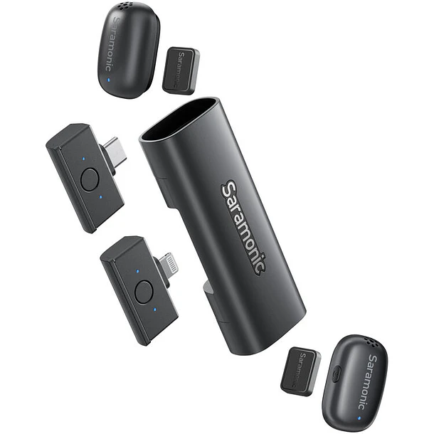Saramonic AIR-SE-02 Ultra-Mini Sistema de Microfonos para 2 personas USB-C y Lightning (2.4 GHz) 1