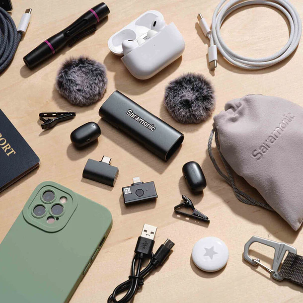 Saramonic AIR-SE-02 Ultra-Mini Sistema de Microfonos para 2 personas USB-C y Lightning (2.4 GHz) 15
