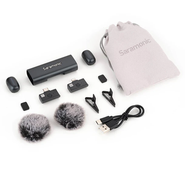 Saramonic AIR-SE-02 Ultra-Mini Sistema de Microfonos para 2 personas USB-C y Lightning (2.4 GHz) 14
