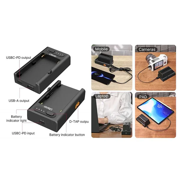 Ulanzi NP-F01 Interfaz Multifuncional y Cargador de Baterías Serie NP-F 10