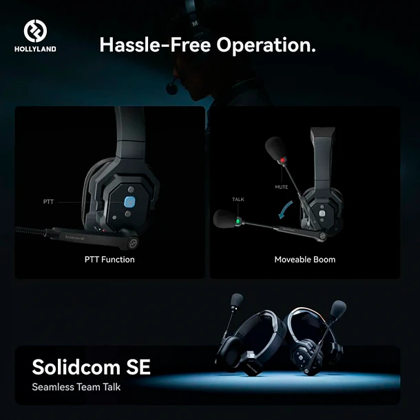 Hollyland SolidCOM SE Sistema de auriculares intercom para 8 personas. Full duplex en 1.9 GHz 6