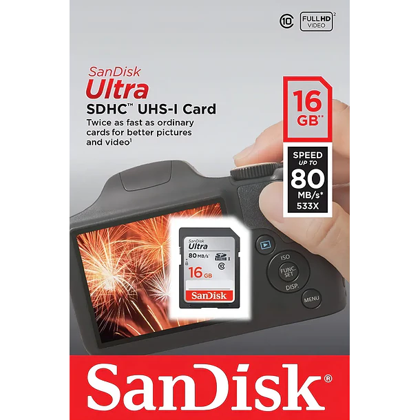 Tarjeta de memoria SanDisk Ultra 16GB SDHC Clase 10 UHS-I 3
