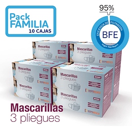 Mascarilla 3 pliegues - 10 cajas