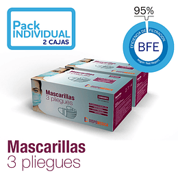 Mascarilla 3 pliegues - 2 cajas