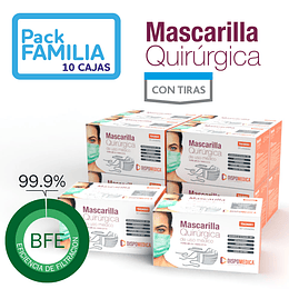 Mascarilla Quirúrgica c/tiras - 10 cajas 