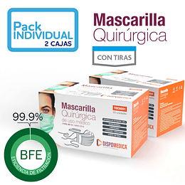 Mascarilla Quirúrgica c/tiras - 2 cajas