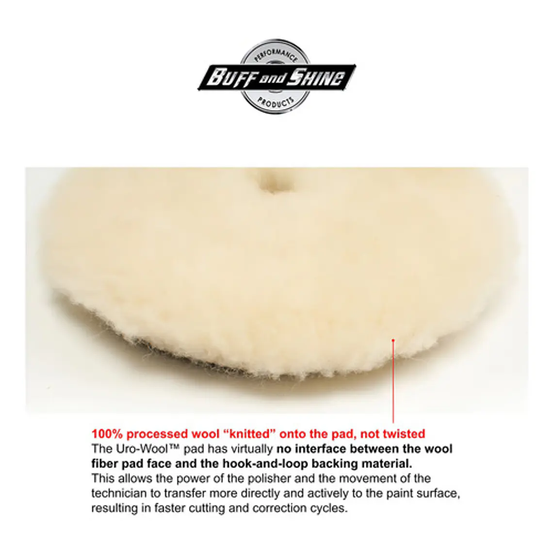 Buff N Shine Almohadilla De Corte Agresiva De Lana Uro-wool De 5 Pulgadas 3