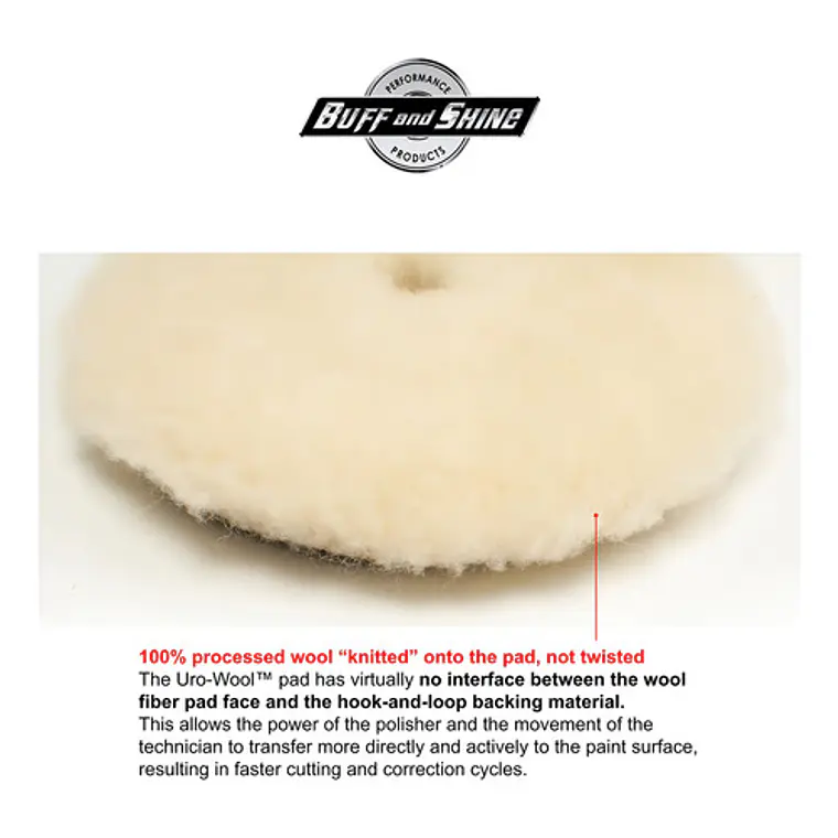 Buff N Shine Almohadilla De Corte Agresiva De Lana Uro-wool De 5 Pulgadas 3