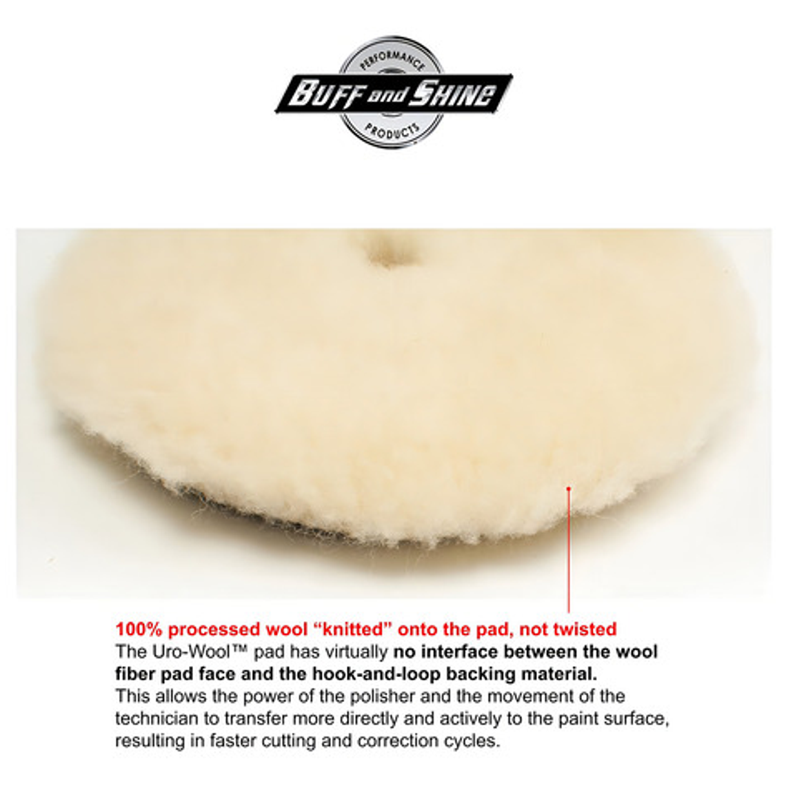 Buff N Shine Almohadilla De Corte Agresiva De Lana Uro-wool De 5 Pulgadas 3