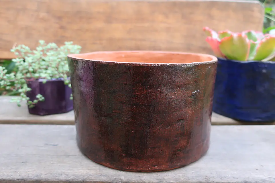 Maceta Greda esmaltada 23 cm 1