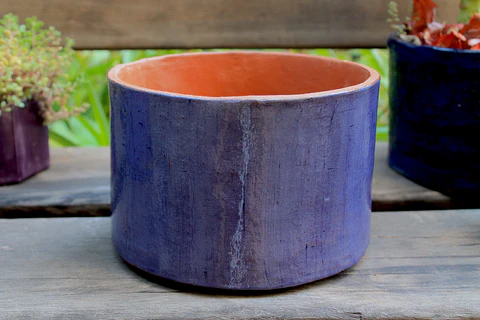 Maceta Greda esmaltada 19 cm Azul
