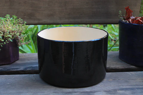 Maceta Cerámica 19 cm Negro brillos