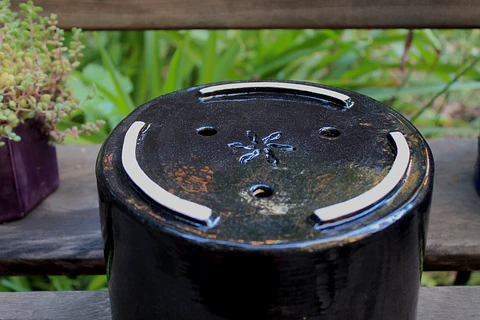 Maceta Cerámica 19 cm Negro brillos