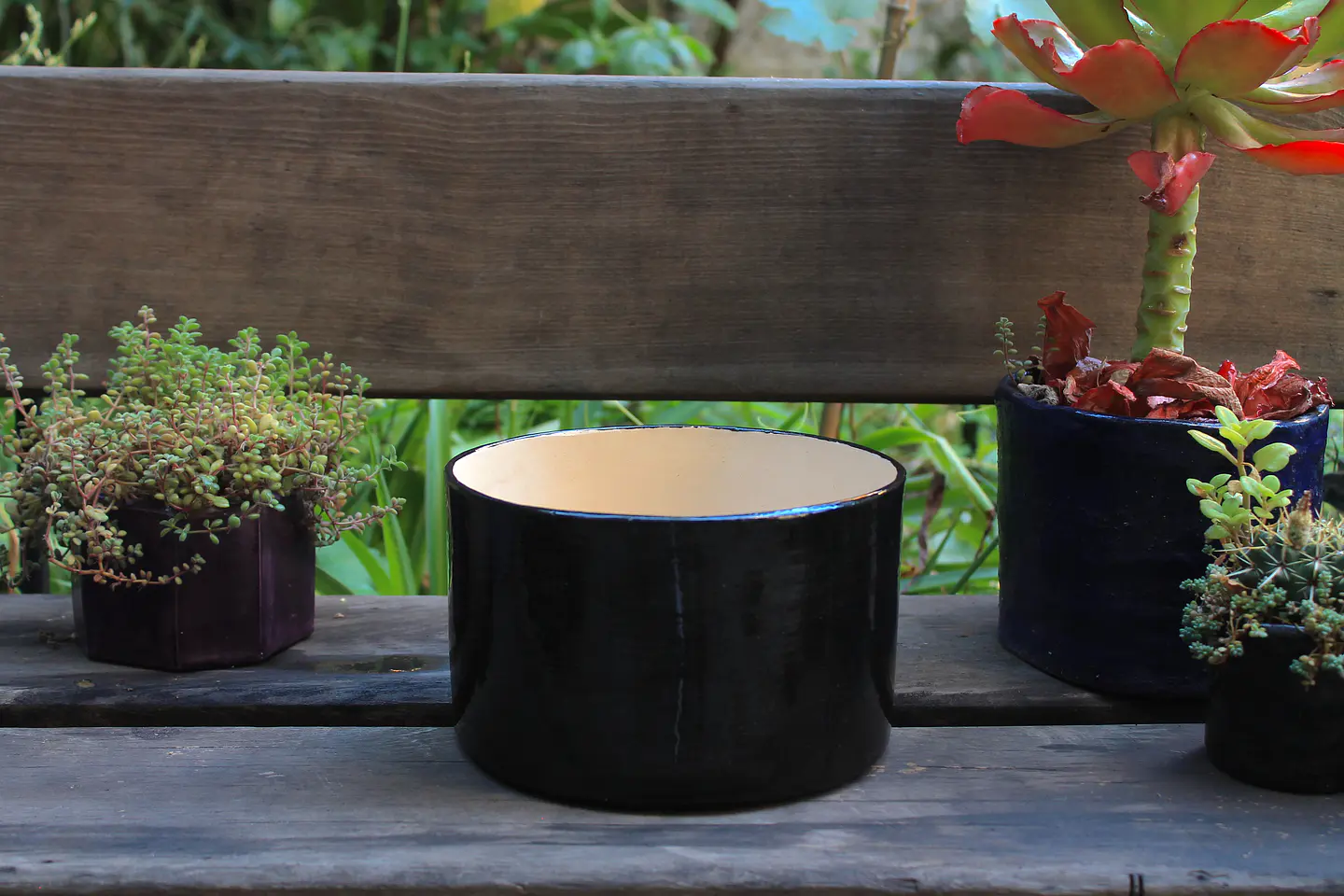 Maceta Cerámica 19 cm Negro brillos 3