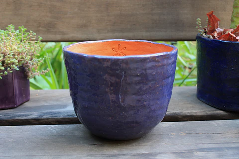Maceta Greda esmaltada 17 cm Azul