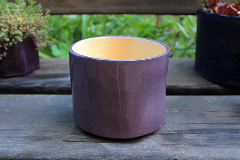 Maceta Cerámica 13 cm Lila/Blanco