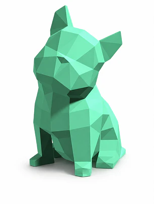 Figura Decorativa Bulldog Francés Low Poly | Escultura Moderna Minimalista