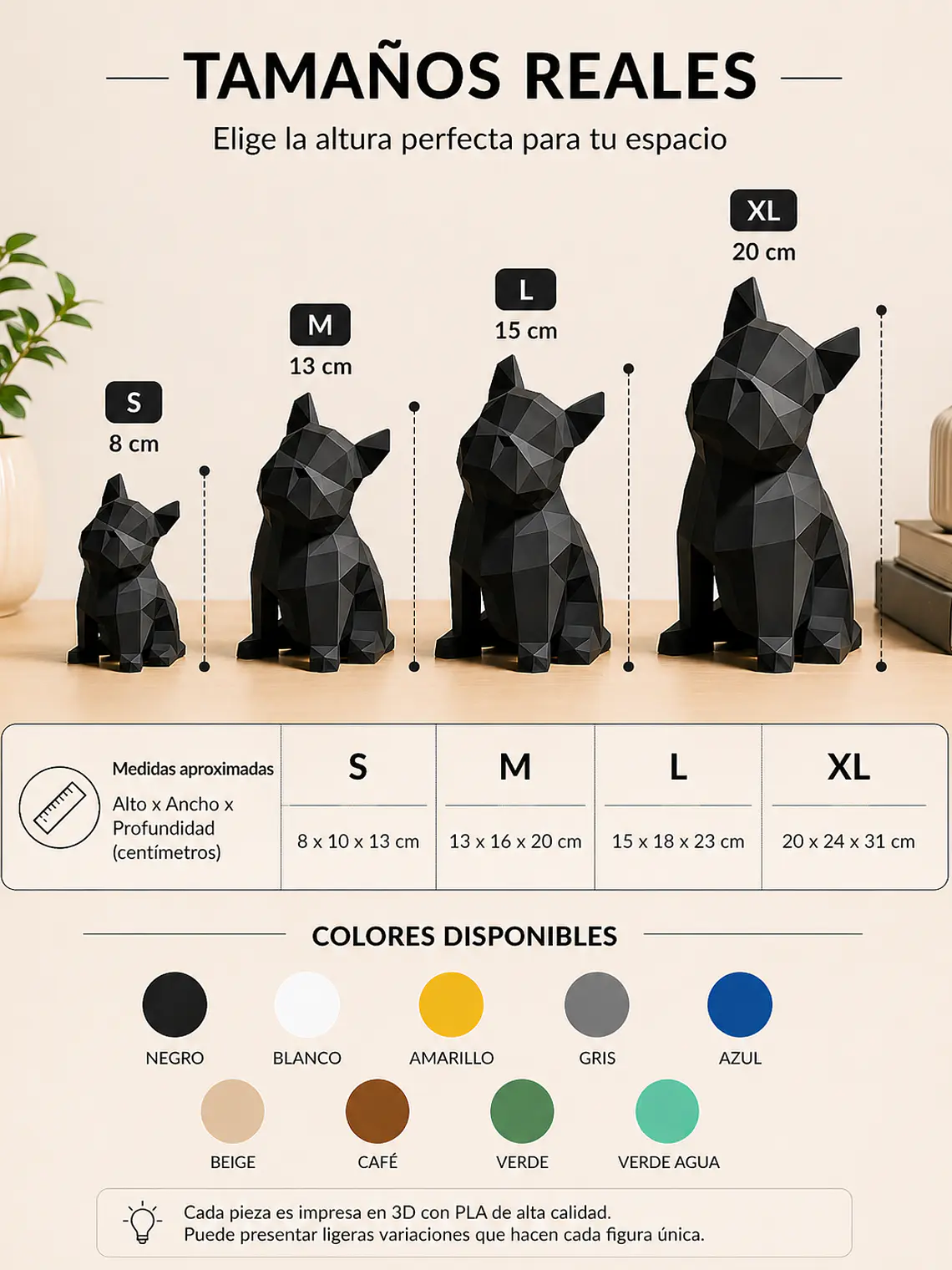 Figura Decorativa Bulldog Francés Low Poly | Escultura Moderna Minimalista 3