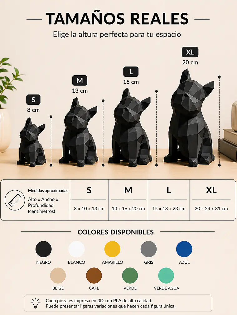 Figura Decorativa Bulldog Francés Low Poly | Escultura Moderna Minimalista 3