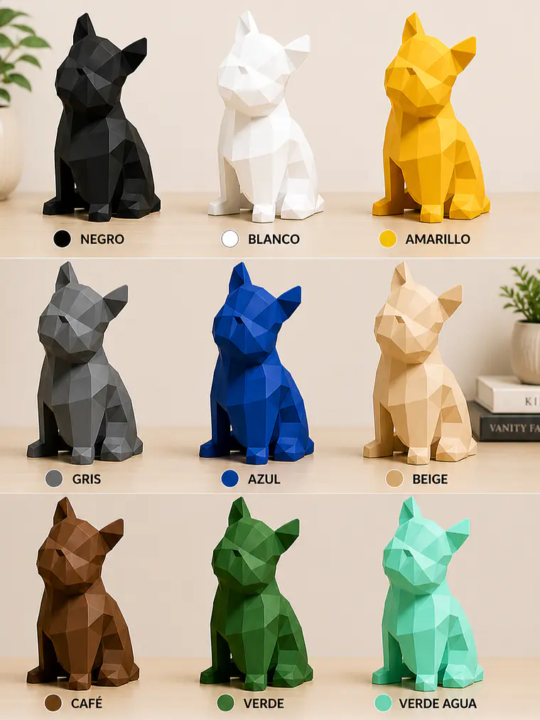 Figura Decorativa Bulldog Francés Low Poly | Escultura Moderna Minimalista 4
