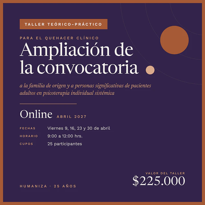 Taller Ampliación de la Convocatoria – Modalidad Online (abril 2027)
