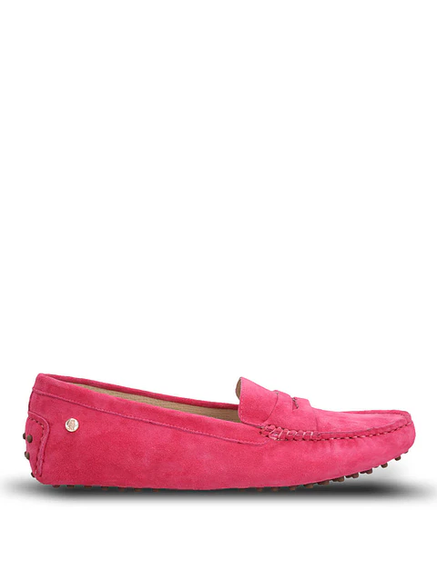 Mocasin Cuero Mujer Band Rosado
