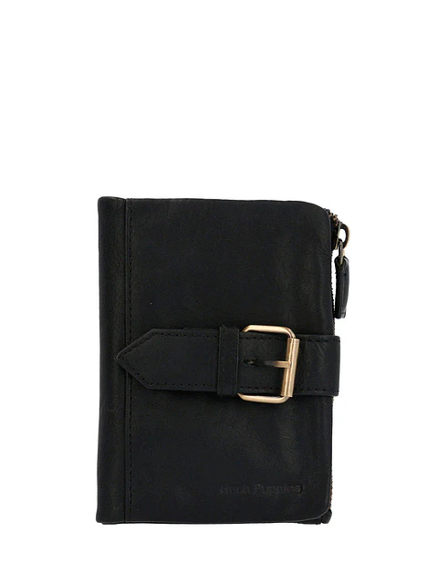 Billetera Cuero Mujer Ty Finney Buckle Negro