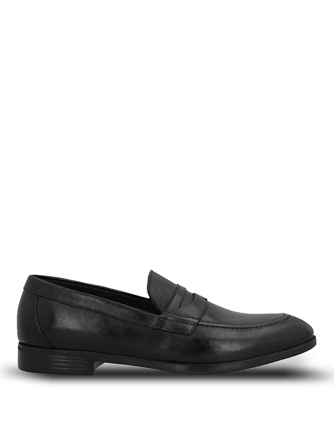 Mocasin Hombre Italiano Cuero Ulivo Negro