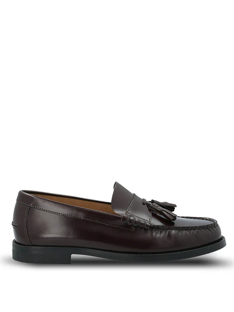Mocasin Cuero Hombre Italiano Cerata Burdeo