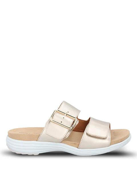 Sandalia Cuero Mujer Lorry Slide Dorado