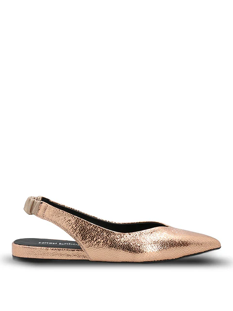 Ballerina Vestir Mujer Cuero Carmin Metalizada