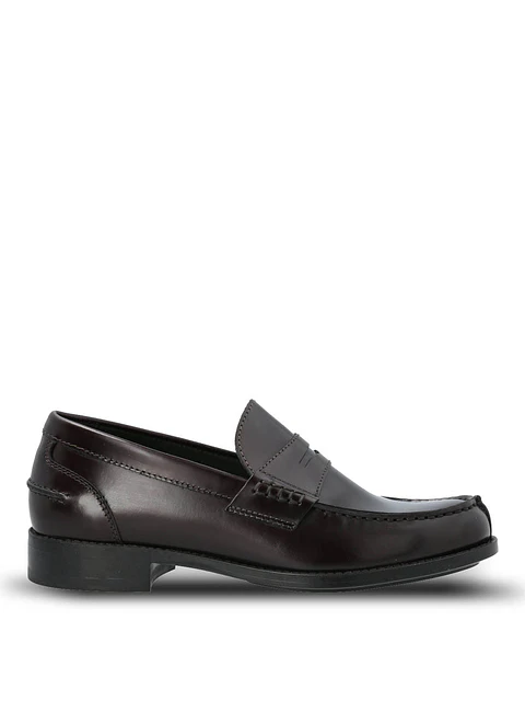 Mocasin Mujer Italiano Cuero Rozato Burdeo