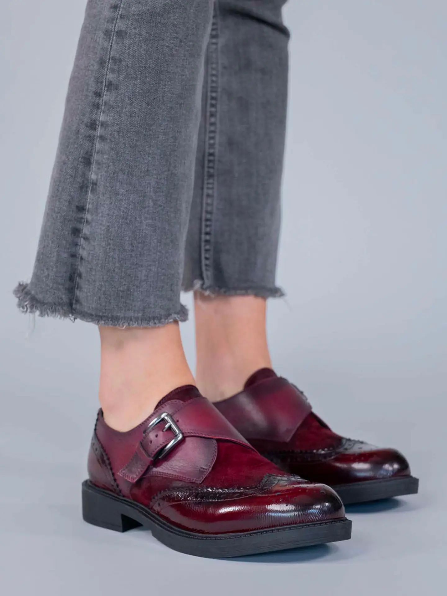 Zapato Italiano Cuero Mujer Tyloor Burdeo 2