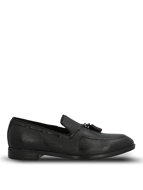 Mocasin Hombre Italiano Cuero Abete Negro