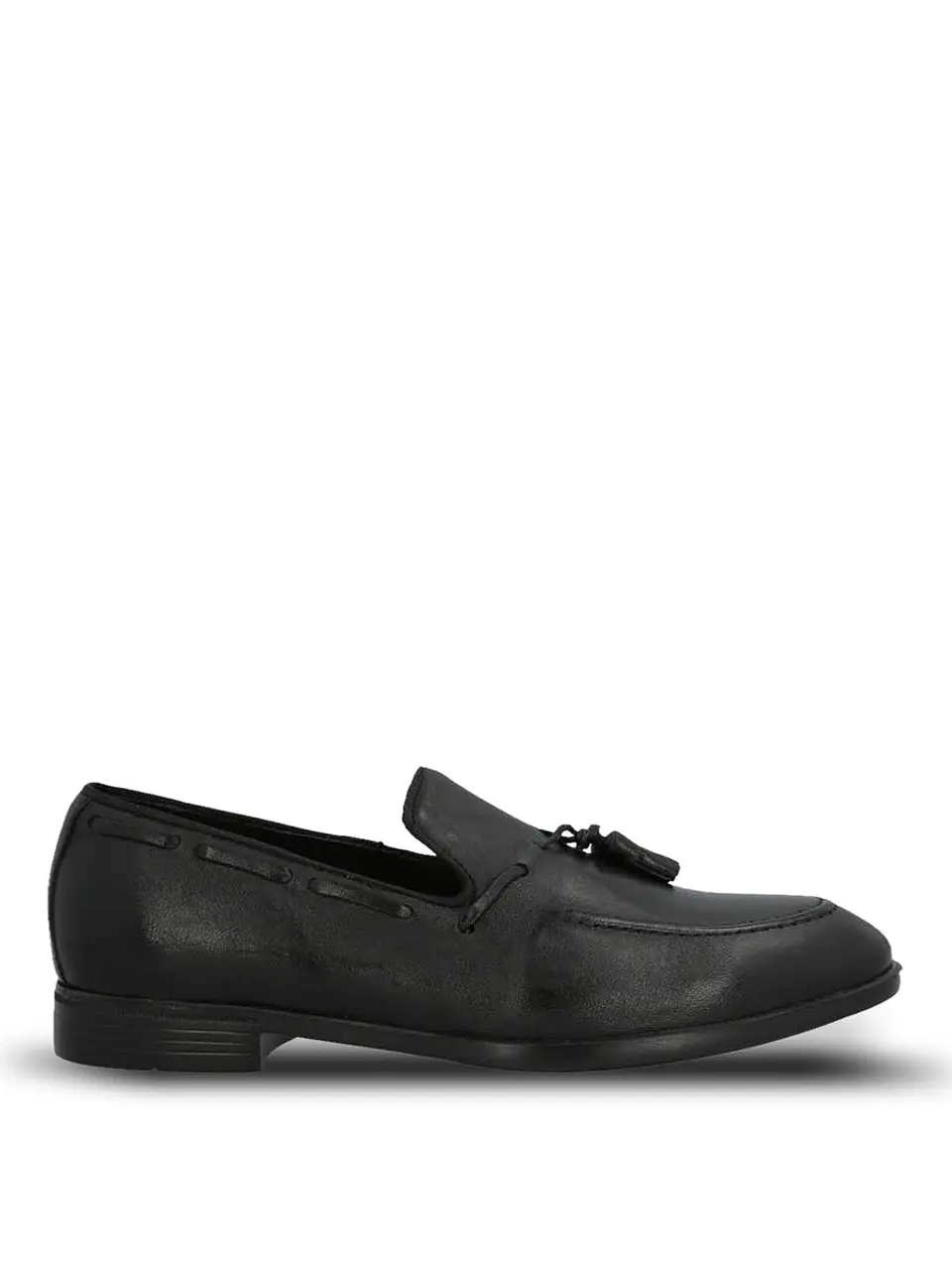 Mocasin Hombre Italiano Cuero Abete Negro 1