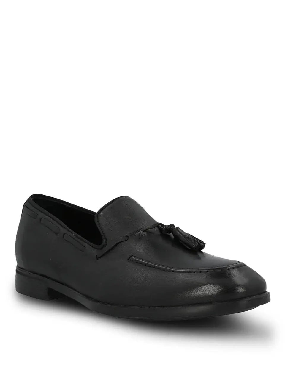Mocasin Hombre Italiano Cuero Abete Negro 2