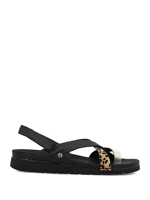 Sandalia Mujer Foria Cuero Negro