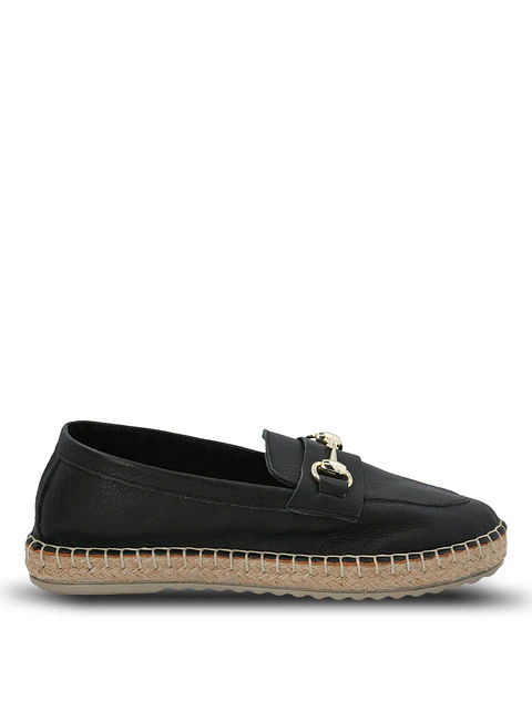 Alpargata Cuero Mujer Edola Negro