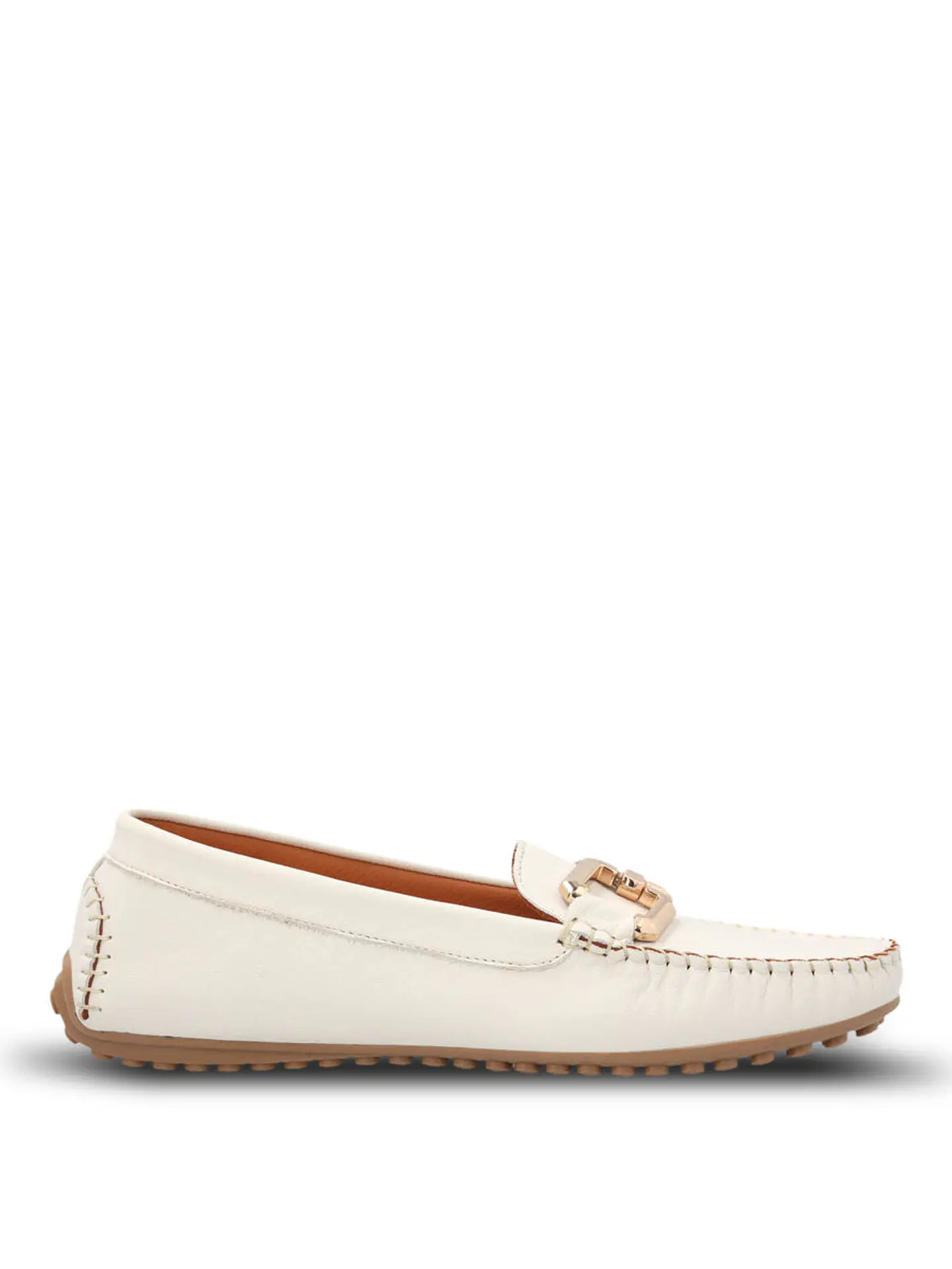 Mocasin Cuero Mujer Rodeo Blanco 1