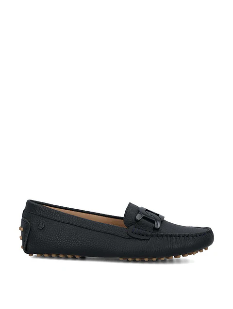Mocasin Cuero Mujer Simona Azul