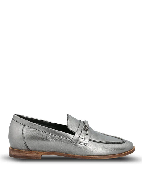 Mocasin Cuero Mujer Madsen Metalizado