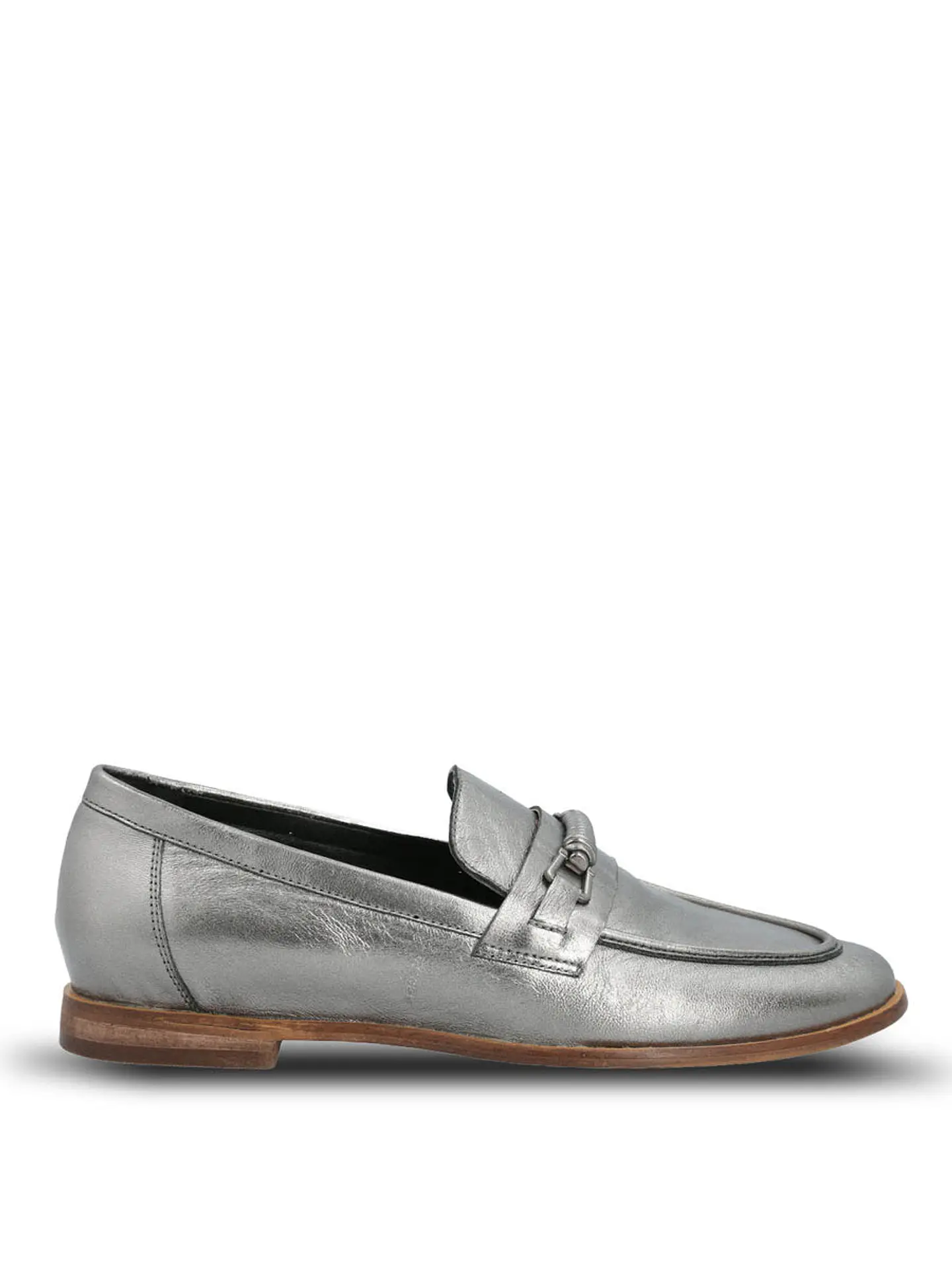 Mocasin Cuero Mujer Madsen Metalizado 1