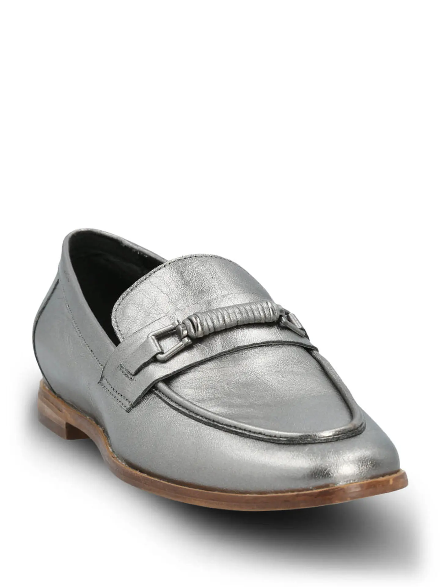 Mocasin Cuero Mujer Madsen Metalizado 2
