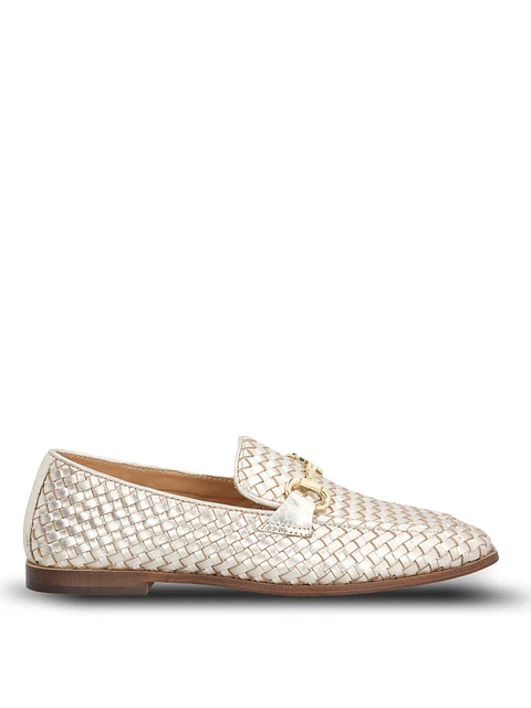 Mocasin Cuero Mujer Feels Metalizado