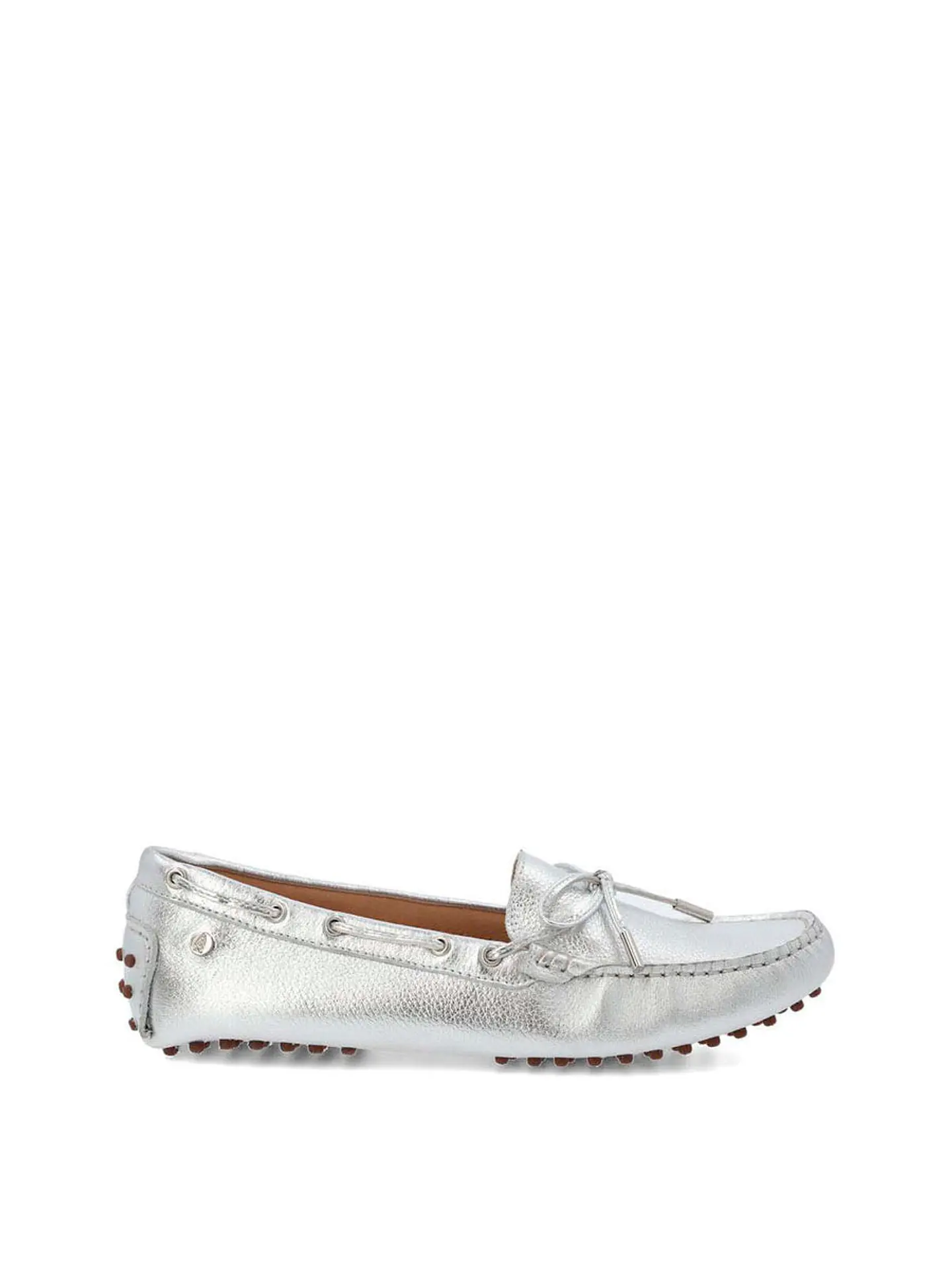 Mocasin Cuero Mujer Ribbon Metalizado 1