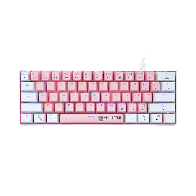 Teclado Mecánico 60% Rebel Shiro Pinku Red Switch 