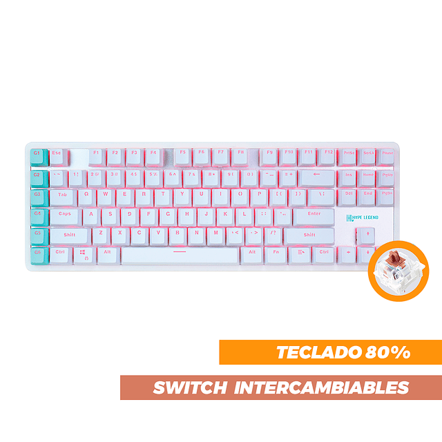 Teclado Mecánico TKL White Rebel L Brown Switch