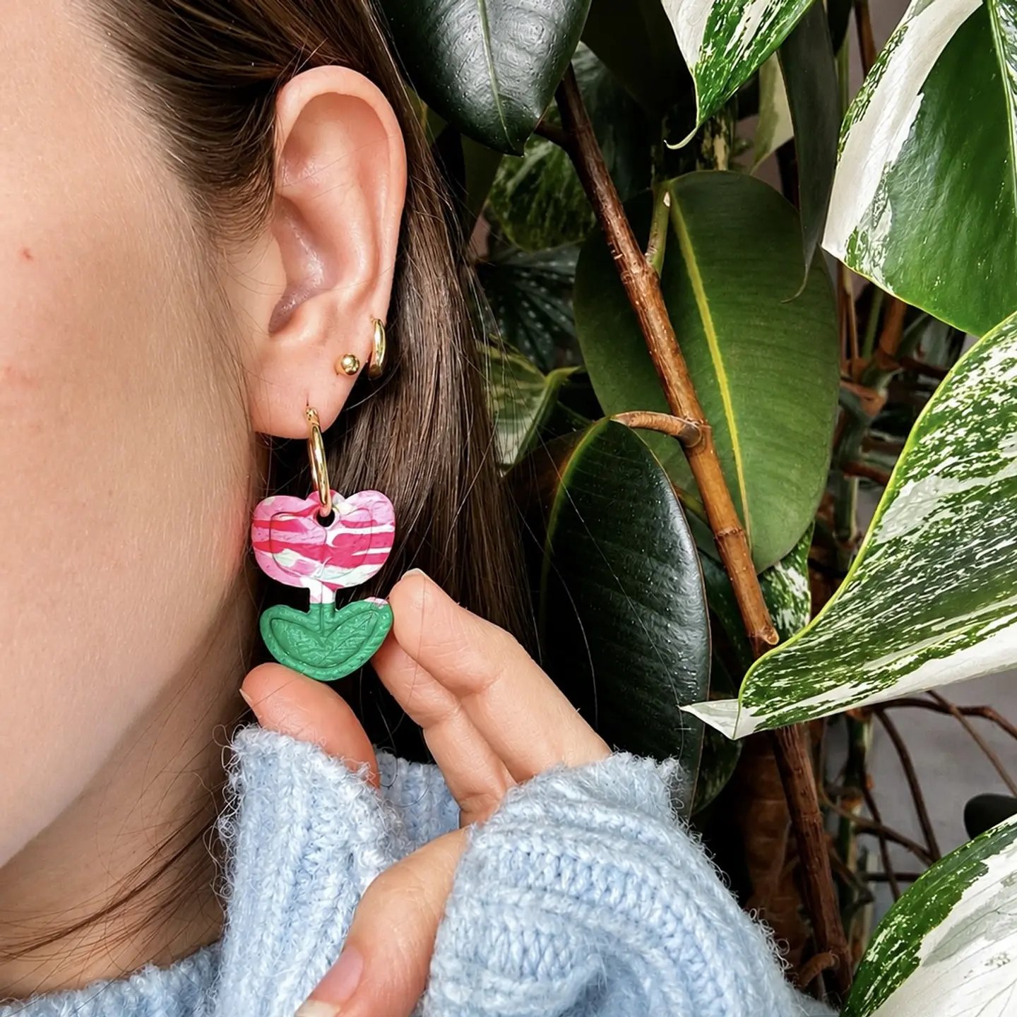 🌷 Aritos Tulipán Rosa 3