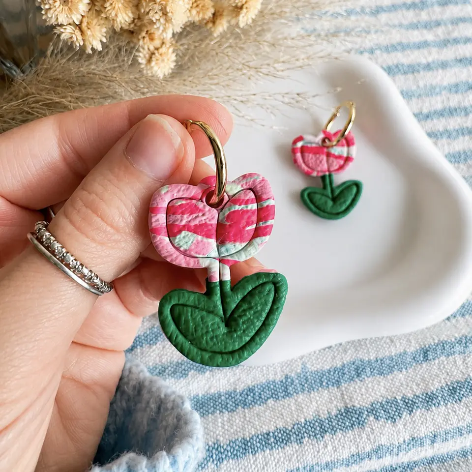 🌷 Aritos Tulipán Rosa 1